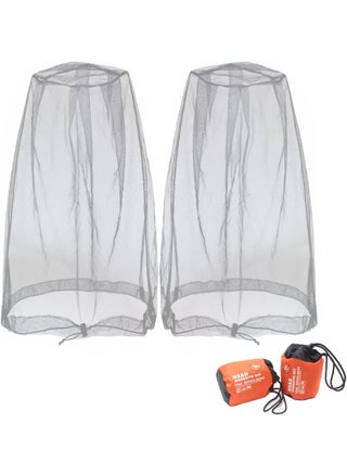 Benvo Mosquito Head Net Mesh, Face Neck Fly Netting Hood from Bugs Gnats Noseeums Screen Net for Any Outdoor Lover- with Carry Bags Fits Most Sizes of Hats Caps (2pcs, Grey, Updated Big Net) - pzsku/Z301D206C3FF1FD256AFBZ/45/_/1744284399/dbc31e2e-1c0a-4fab-872c-1a3185e80ecb