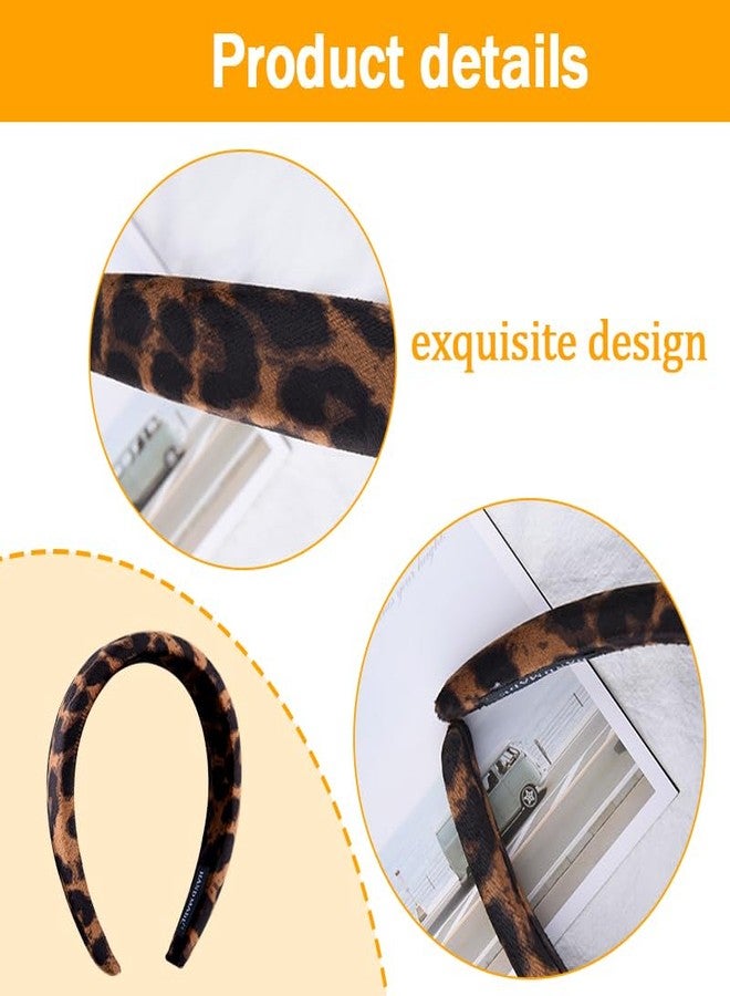 Yreamont Leopard Headband for Women Girls Wide Leopard Print Headband No Slip Head band for Curly Hair Accessories for Women Girls Brown Hairband for Thick Fine Hair Decorations Charms - Image 3