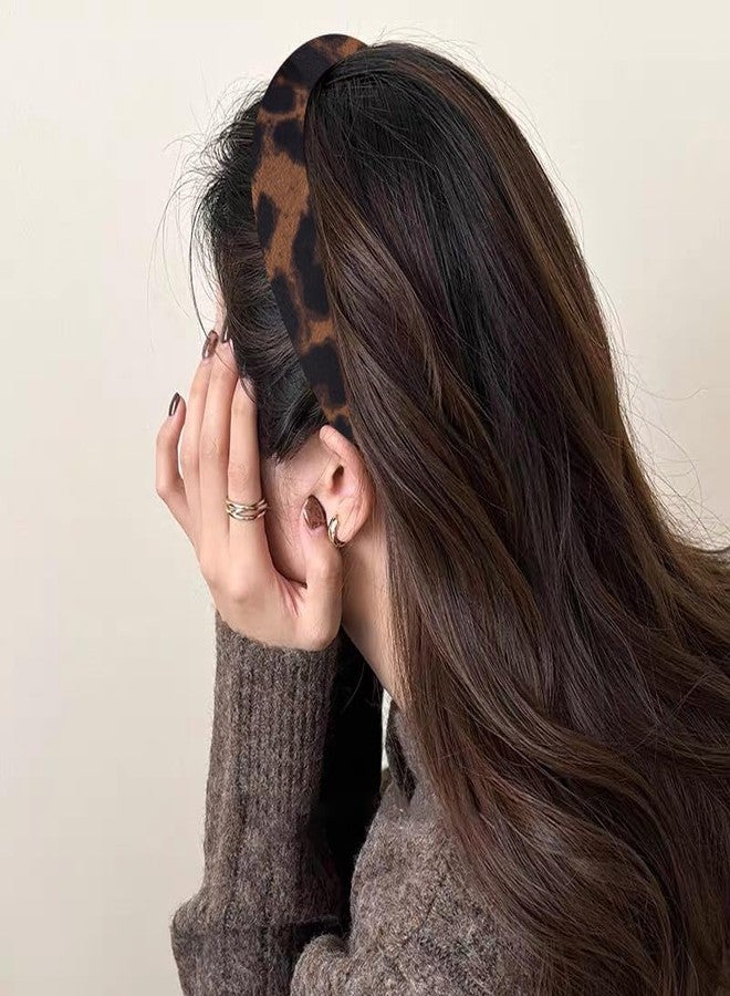 Yreamont Leopard Headband for Women Girls Wide Leopard Print Headband No Slip Head band for Curly Hair Accessories for Women Girls Brown Hairband for Thick Fine Hair Decorations Charms - Image 4
