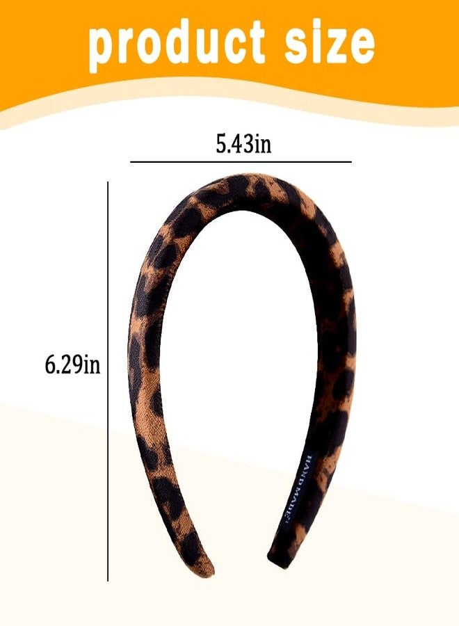 Yreamont Leopard Headband for Women Girls Wide Leopard Print Headband No Slip Head band for Curly Hair Accessories for Women Girls Brown Hairband for Thick Fine Hair Decorations Charms - Image 2