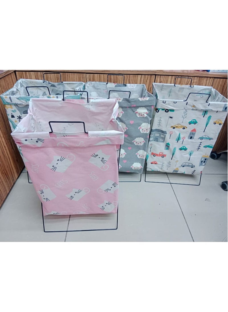Cloth Clothes Basket Handy Hanging Laundry Basket Tall & Slim Hamper Waterproof Laundry Bag Collapsible Travel Laundry Bag with Breathable Mesh Cover & Soft Handle Laundry Hamper Random design & Color  - Image 1