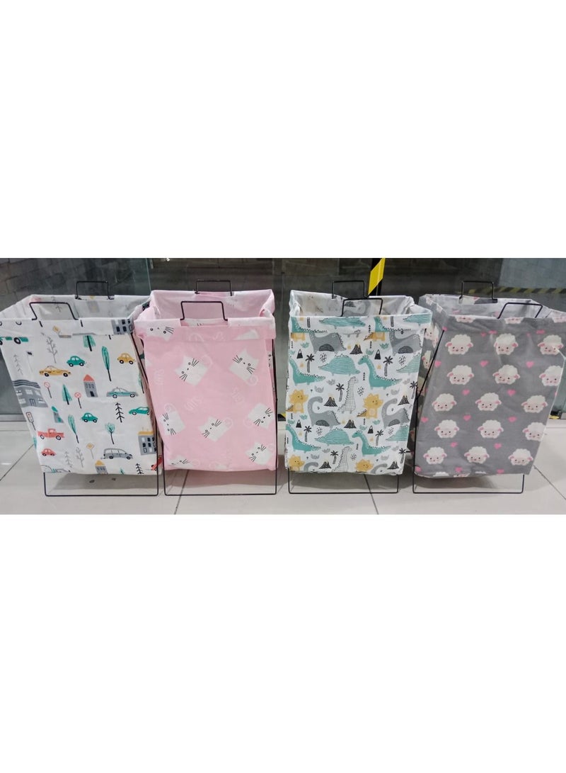 Cloth Clothes Basket Handy Hanging Laundry Basket Tall & Slim Hamper Waterproof Laundry Bag Collapsible Travel Laundry Bag with Breathable Mesh Cover & Soft Handle Laundry Hamper Random design & Color  - Image 3