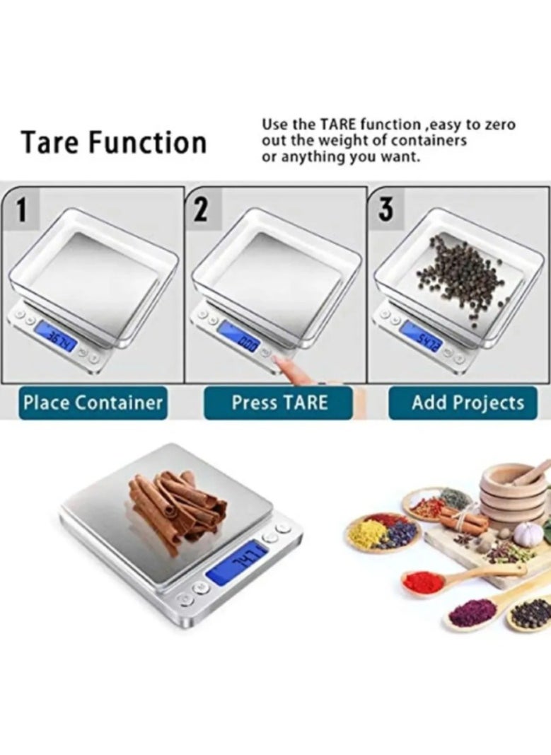 AROAQ - 3000g/0.1g Digital Kitchen Jewelry Scale Small Food Gram Ounce Digital Weight Scale with LCD/Tare - Image 1