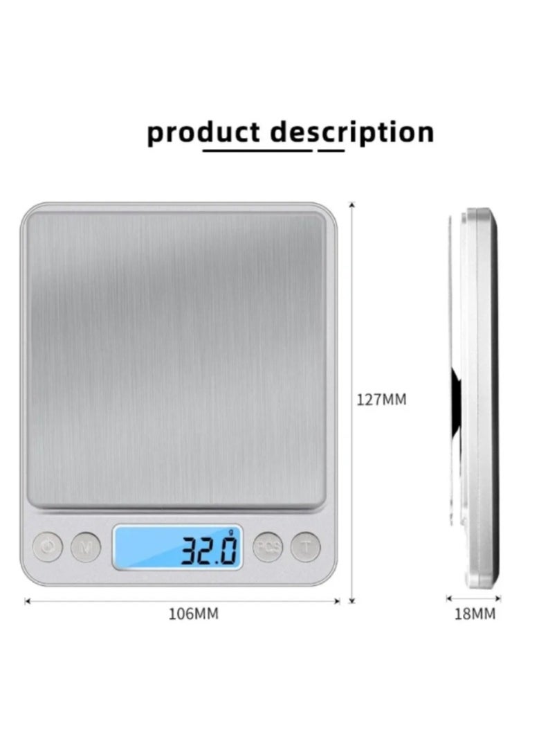 AROAQ - 3000g/0.1g Digital Kitchen Jewelry Scale Small Food Gram Ounce Digital Weight Scale with LCD/Tare - Image 1