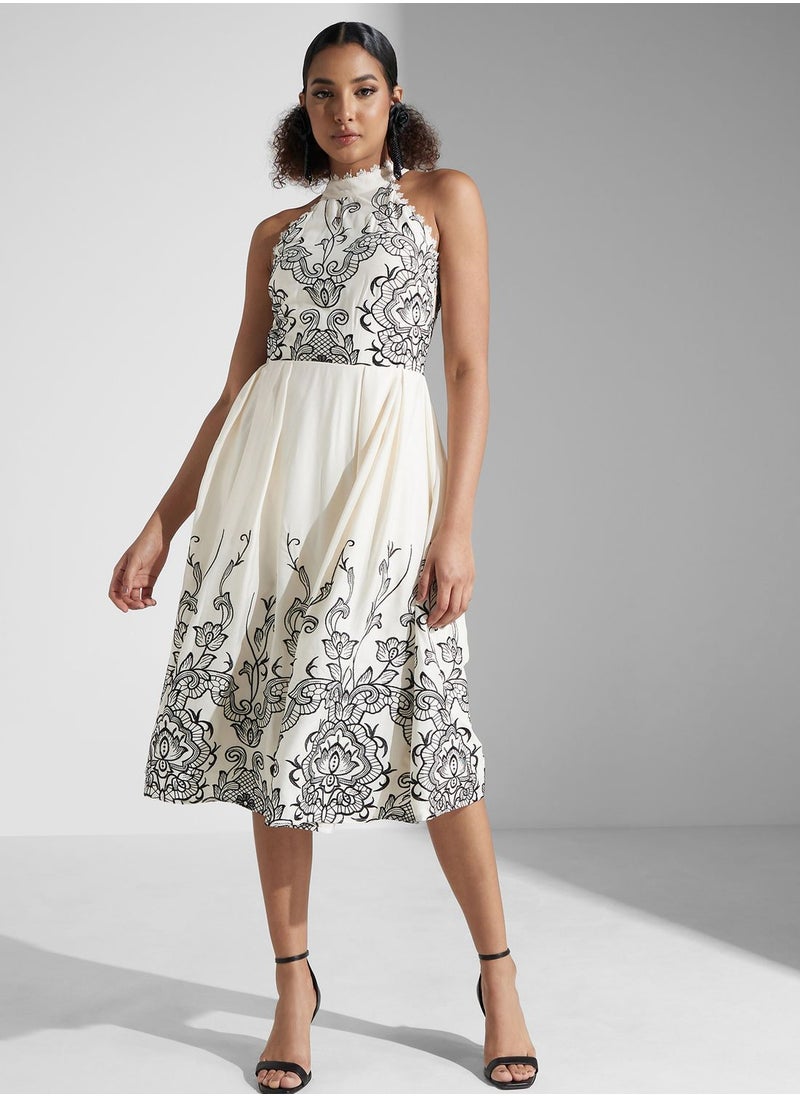 Frock and Frill Floral Applique Midi Dress  - Image 4