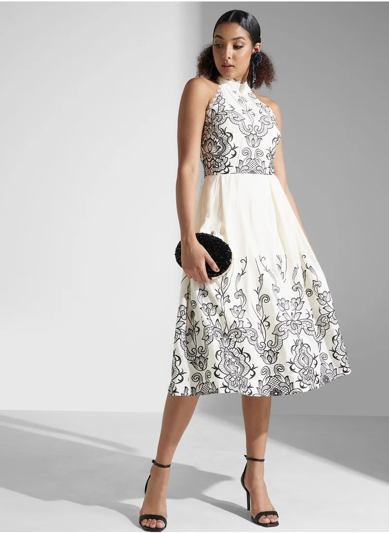 Frock and Frill Floral Embroidered Detail Dress