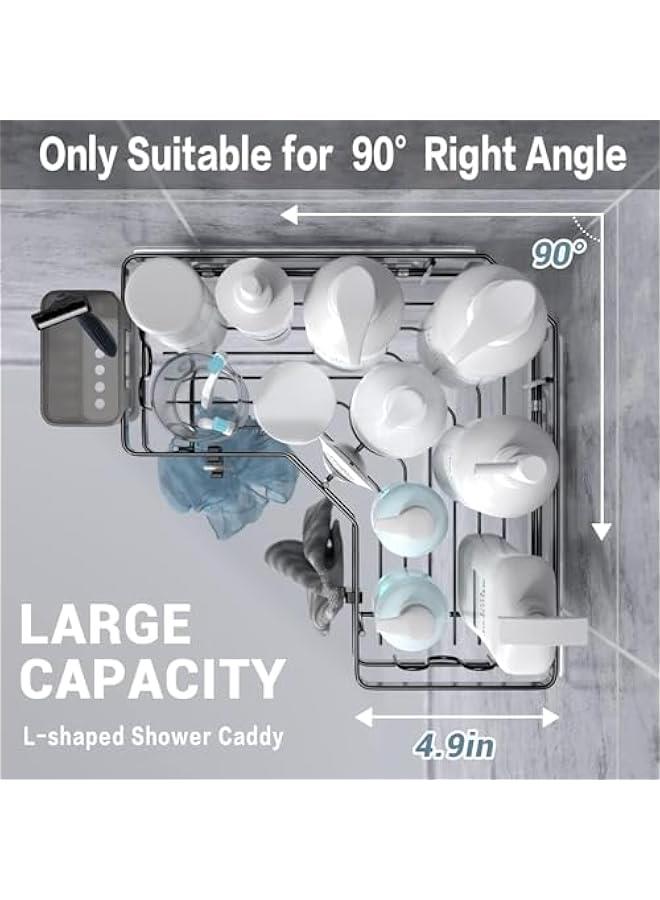 TRASSLE Corner Shower Caddy, 2 Pack Adhesive Shower Corner Organizer Shelves, No Drilling Stainless Steel Shower Storage Rack with Hooks&Toothpaste Holder for Bathroom, Dorm and Kitchen - Image 3