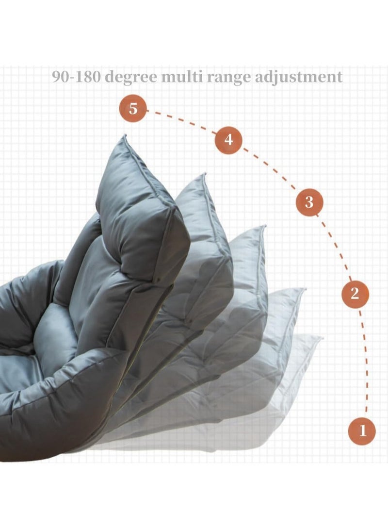 AUTOYSUR Folding Lazy  Floor Chair Adjustable Lounge Chair, with Adjustable Back Support, Gaming Floor Chair,Floor Balcony Bay Window Leisure Legless Sofa Bed Back Chair for Adult Grey 127x60x75 cm - Image 3