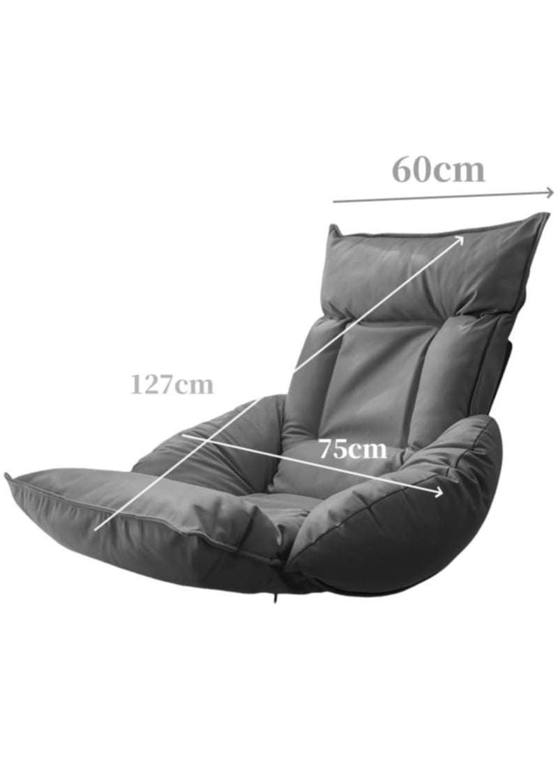 AUTOYSUR Folding Lazy  Floor Chair Adjustable Lounge Chair, with Adjustable Back Support, Gaming Floor Chair,Floor Balcony Bay Window Leisure Legless Sofa Bed Back Chair for Adult Grey 127x60x75 cm - Image 2