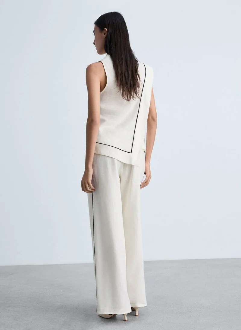 MANGO Contrast Stripe Linen Trousers