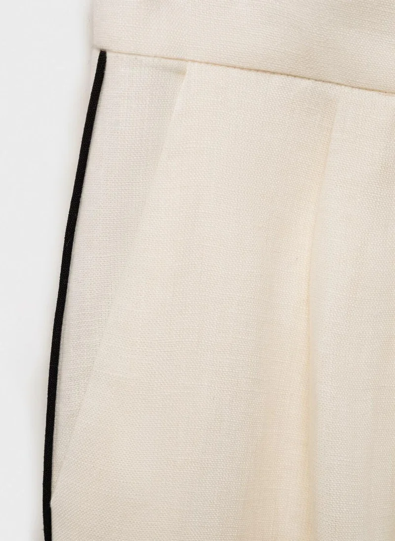 مانجو Contrast Stripe Linen Trousers