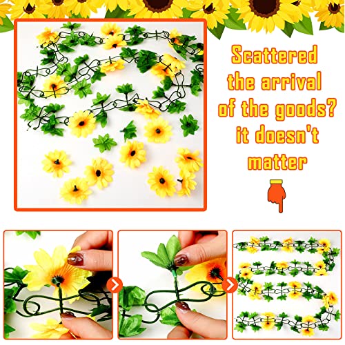 Sumind 33 Pieces Sunflower Party Supplies, Sunflower Happy Birthday Banner, Big Cake Topper, Yellow Sunflower Cupcake Topper, Sunflower Garland, Tissue Paper Fans, Paper Pom Poms, Colorful Balloon for Party - Image 3