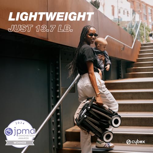 cybex عربة أطفال سايبكس ليبيل 2 للسفر - عربة سفر خفيفة الوزن للركاب مع إمكانية الإمالة بيد واحدة، متوافقة مع مقاعد سيارات CYBEX، أزرق داكن - Image 4