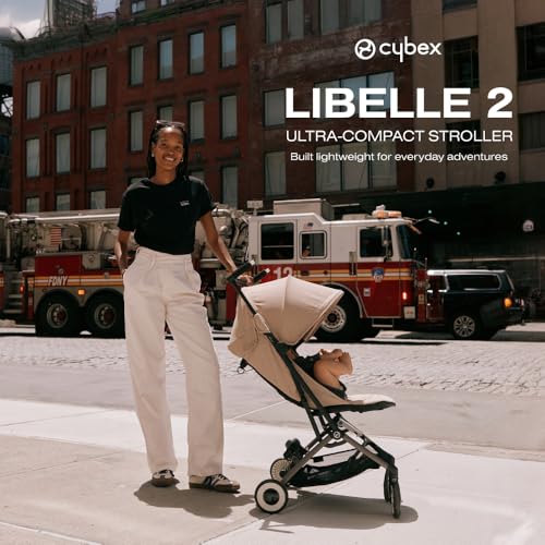 cybex عربة أطفال سايبكس ليبيل 2 للسفر - عربة سفر خفيفة الوزن للركاب مع إمكانية الإمالة بيد واحدة، متوافقة مع مقاعد سيارات CYBEX، أزرق داكن - Image 2