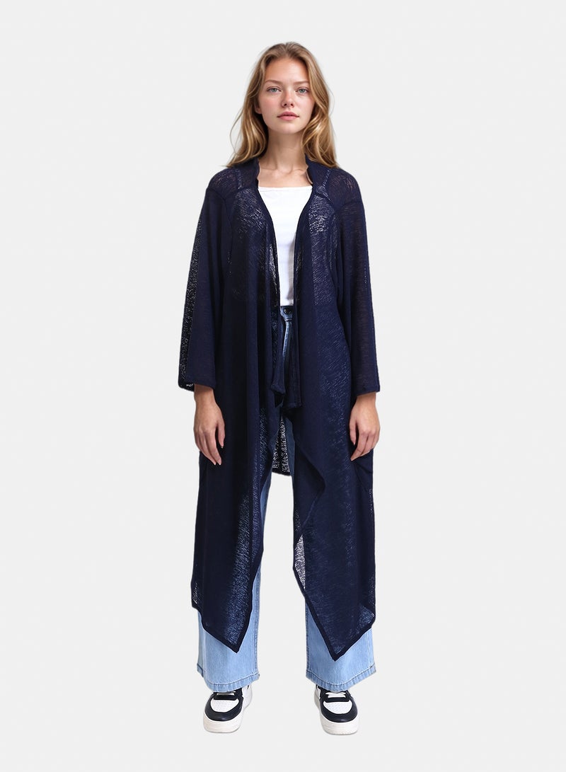 RAVIN Women Textured Sheer Slip On Cardigan Navy Blue - Image 1