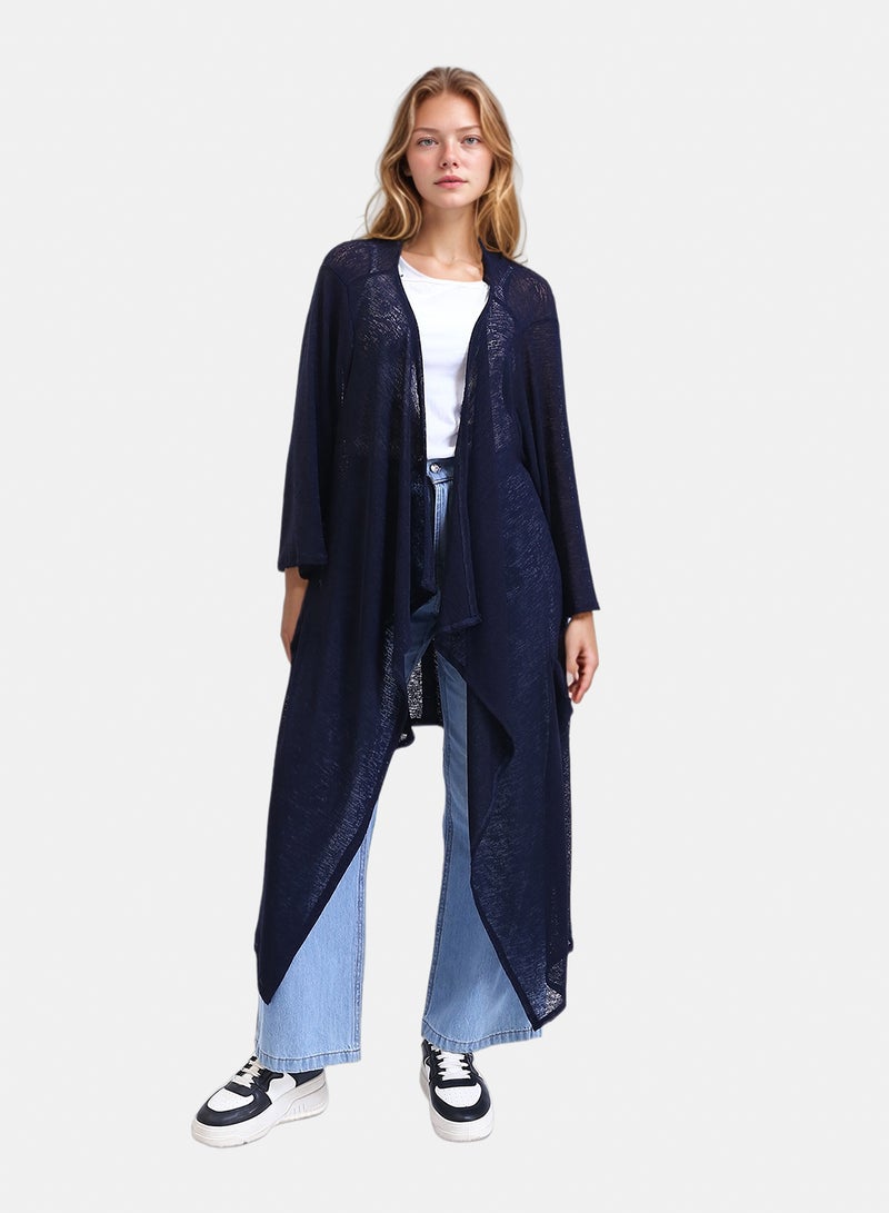 RAVIN Women Textured Sheer Slip On Cardigan Navy Blue - Image 5