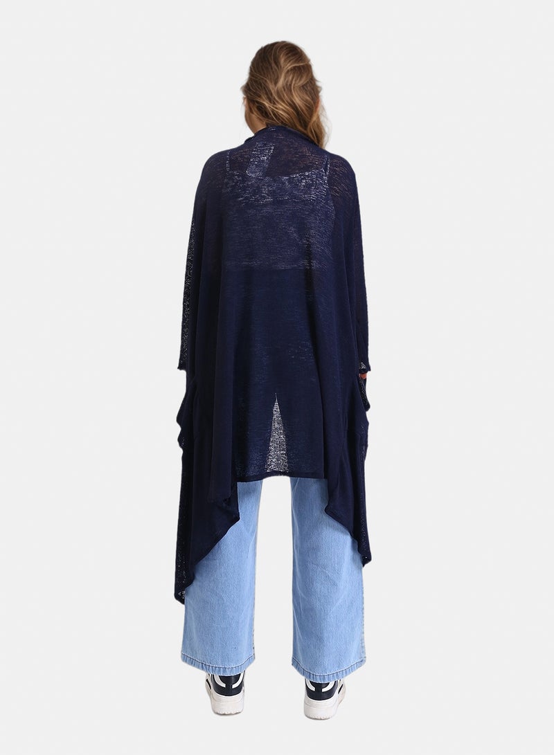 RAVIN Women Textured Sheer Slip On Cardigan Navy Blue - Image 2