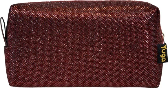 Yuga Makeup Bag Glitter Patterned Claret Red