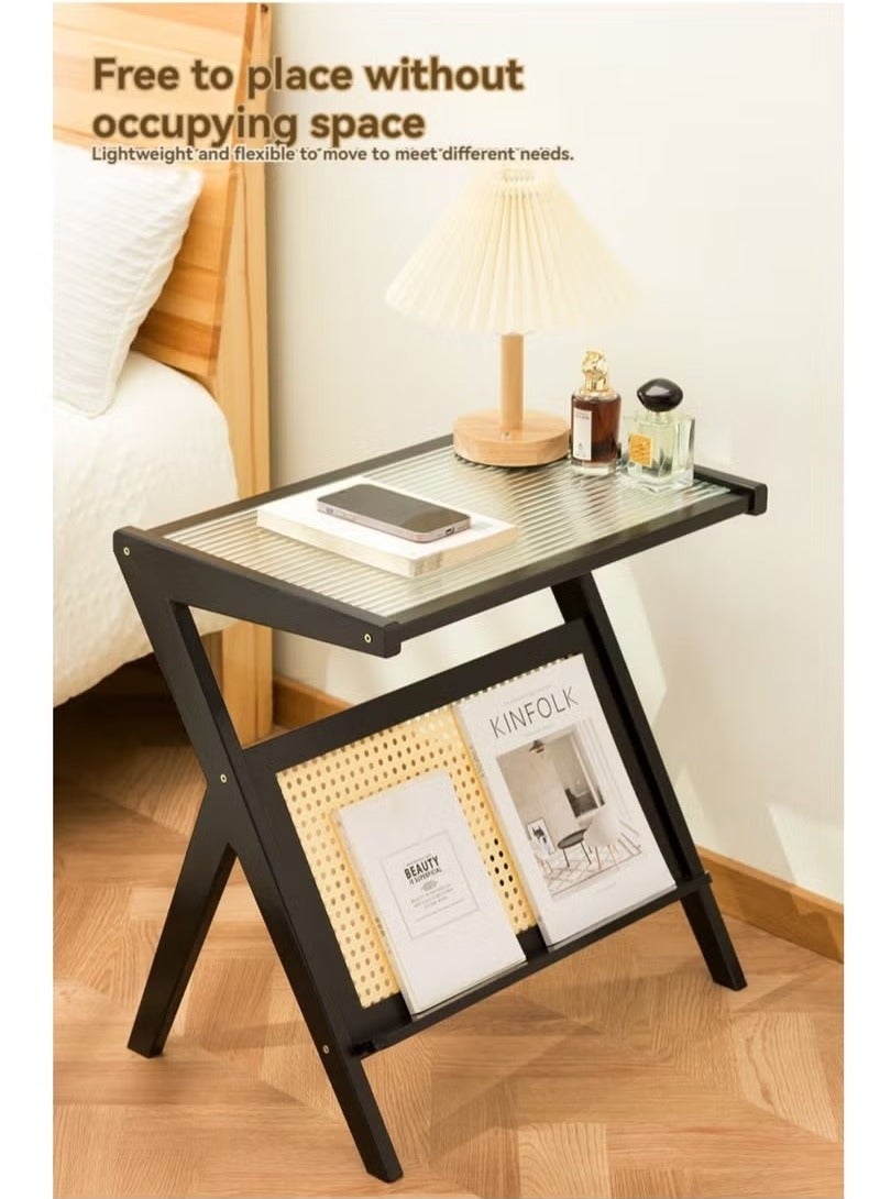 Beauenty Nightstand Side Table Coffee Table, Bamboo Accent Bedside Tables, Wooden End Table with Storage for Small Space, Living Room,Bedroom - Image 5