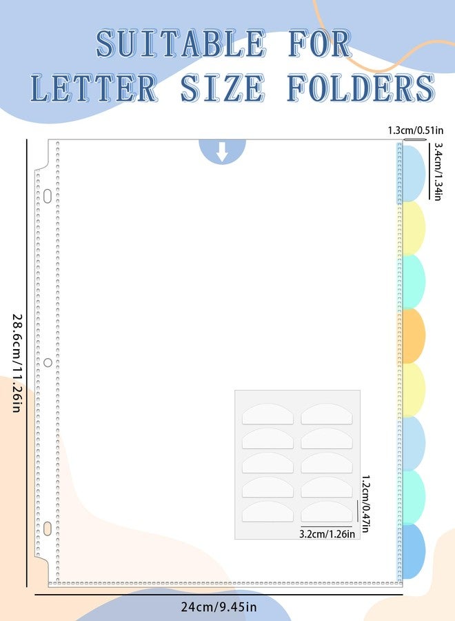 GAUENEEN 40 Pcs Clear Sheet Protectors with Tabs for 3 Ring Binder, Binder Dividers with 8 Tabs, Clear Plastic Notebook Page Dividers with Pockets, 5 Sets - Image 3