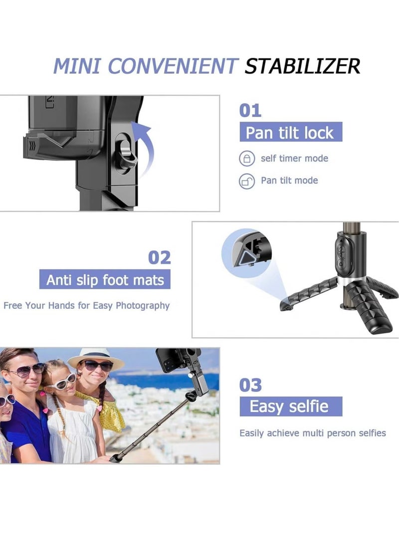 ELTRAZONE Stick Gimbal Stabilizer – 360° Rotation Tripod, 2-Axis Auto Face Selfie Stick with LED Light, Remote Control Intelligent Stabilizer for Android/iPhone Vlogging, YouTube, TikTok Videos – Perfect for Smooth, Professional-Quality Footage - Image 3