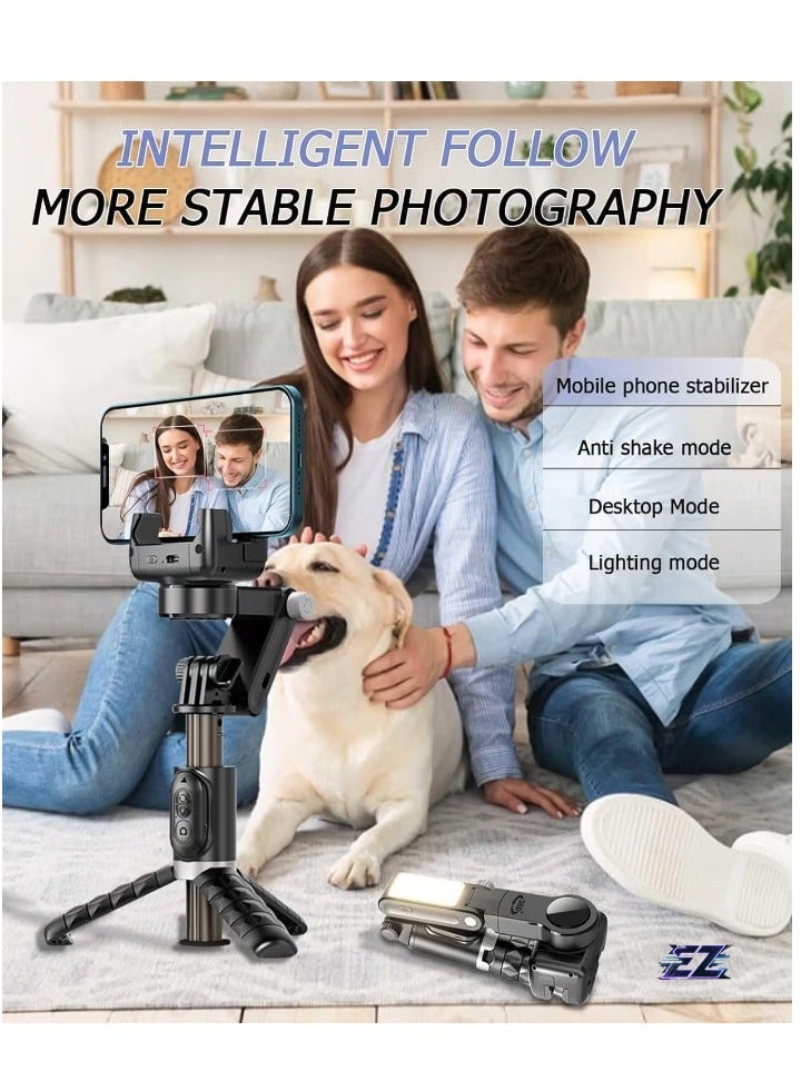 ELTRAZONE Stick Gimbal Stabilizer – 360° Rotation Tripod, 2-Axis Auto Face Selfie Stick with LED Light, Remote Control Intelligent Stabilizer for Android/iPhone Vlogging, YouTube, TikTok Videos – Perfect for Smooth, Professional-Quality Footage - Image 2