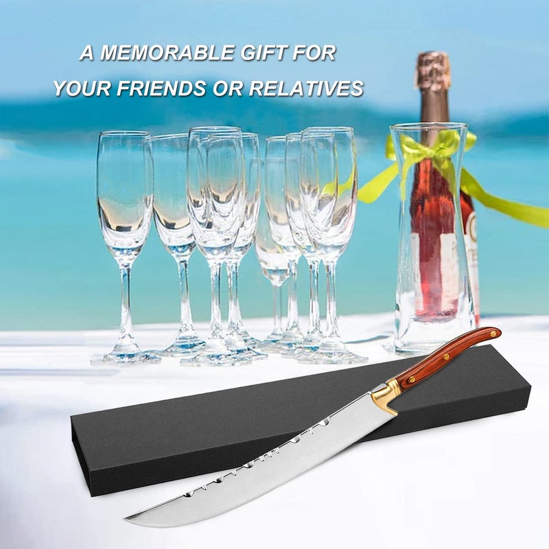 XuSha Champagne Saber Champagne Sword Wine Knife Bottle Opener Wood Handle with Gift Box (Red handle + Gift Box) - Image 5