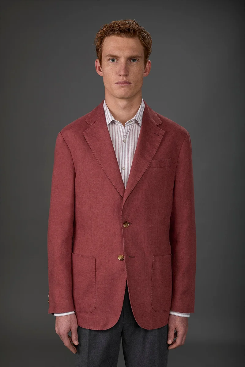 Doppelganger Red Men's unlined single-breasted jacket with classic lapels and patch pockets - Brick for Men | Best Price UAE