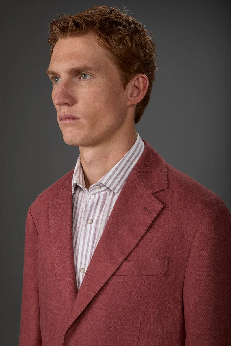 Doppelganger Red Men's unlined single-breasted jacket with classic lapels and patch pockets - Brick for Men | Best Price UAE