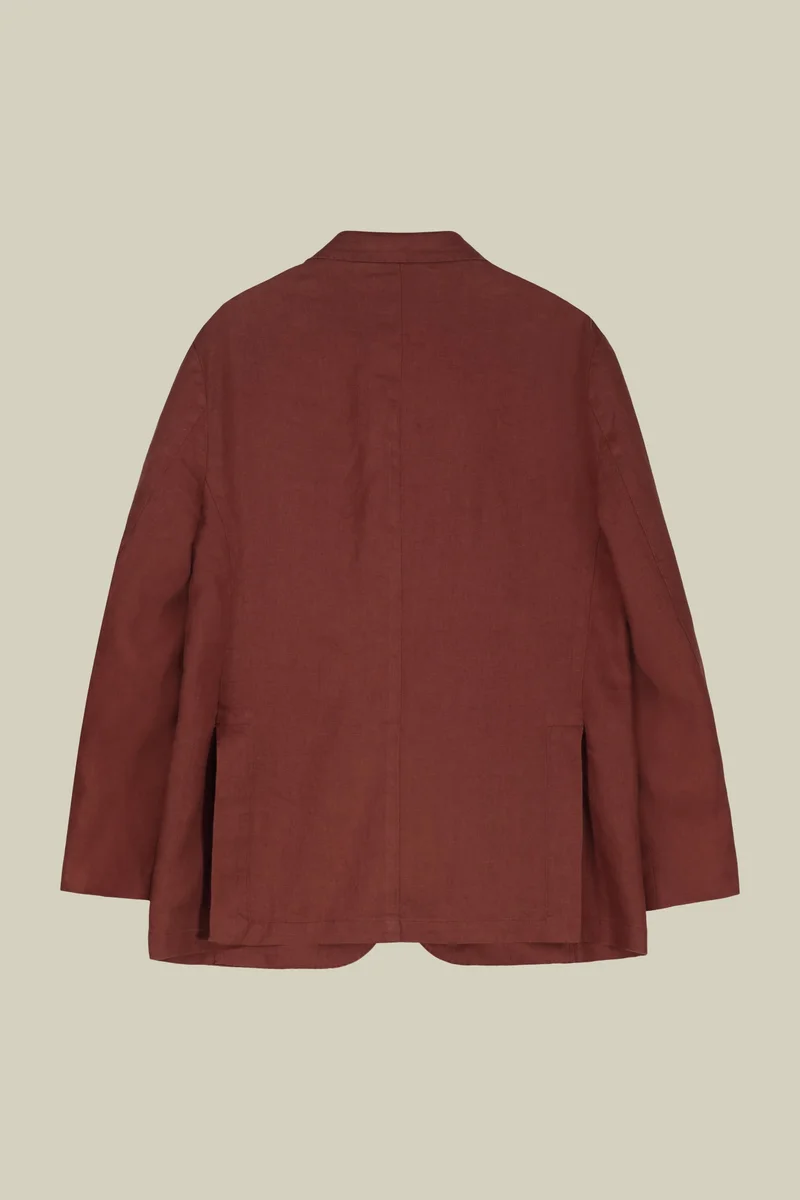 Doppelganger Red Men's unlined single-breasted jacket with classic lapels and patch pockets - Brick for Men | Best Price UAE