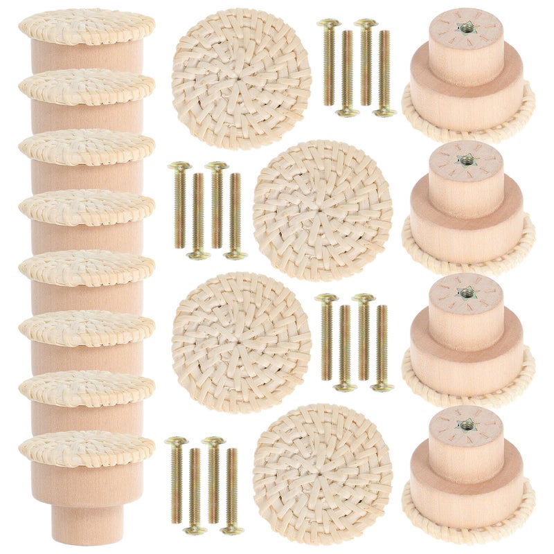Bleached Finish Bohemian Style Wood Drawer Knobs 16pcs Set for Furniture Hardware - Image 2