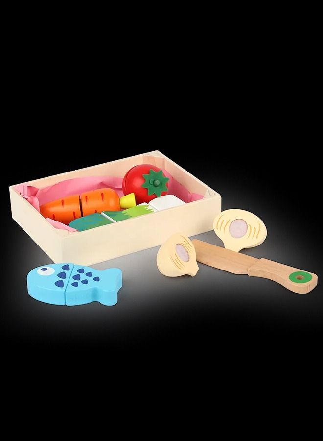 JSAITOYS Preschool Children Wooden Cut Toy Kitchen Accessories For Pretend Play - Image 4