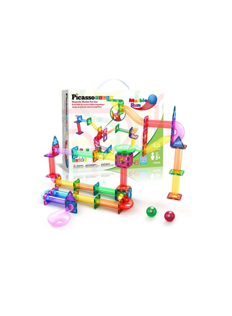 PicassoTiles Picasso Magnetic Marble Run 40-pieces - Image 1