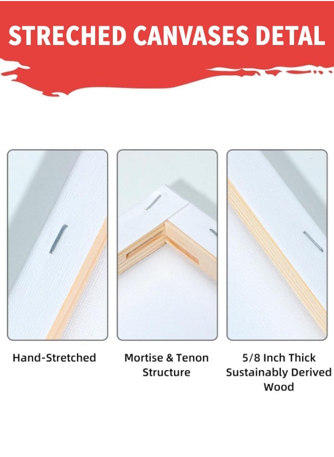 XiuWoo 5-Pack Stretched Canvas, Painting Canvas Set, Cotton Blank Canvas for Painting Acrylic and Oil  - Image 4
