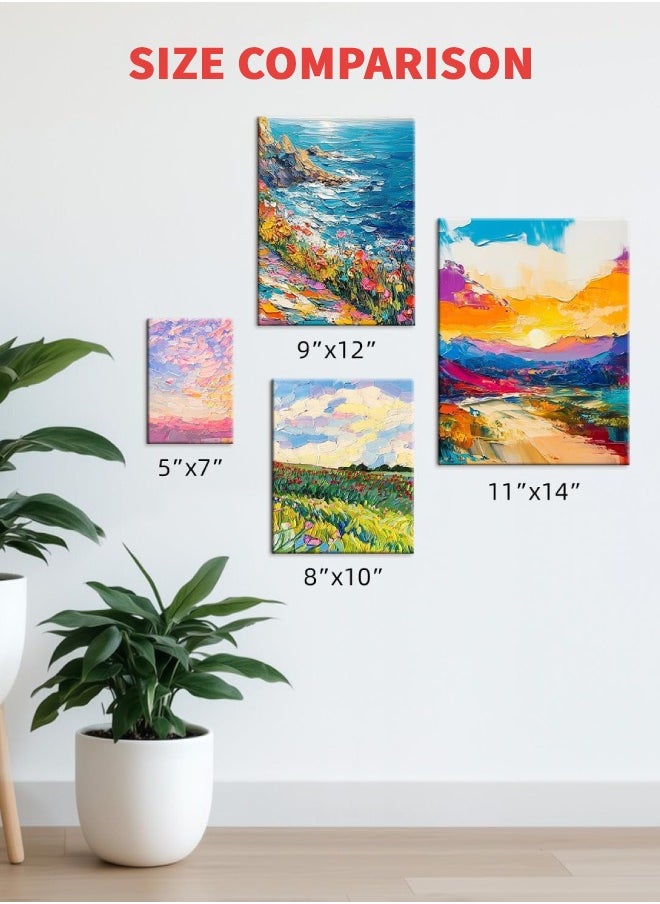 XiuWoo - 5-Pack Stretched Canvas, Painting Canvas Set, Cotton Blank Canvas for Painting Acrylic and Oil - Image 1