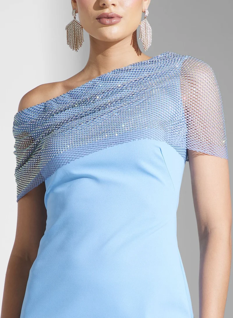 Namshi x Beaded Shoulder Gown Dress