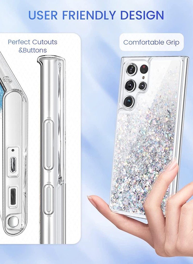 Sparkle Bling Liquid Quicksand Glitter For Samsung Galaxy S25 Ultra Case, TPU Soft Cover, Purple - Image 5