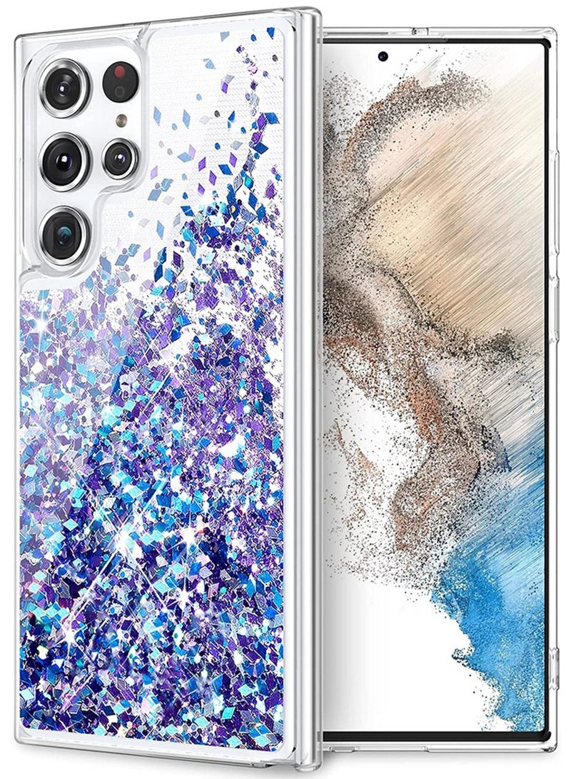 Sparkle Bling Liquid Quicksand Glitter For Samsung Galaxy S25 Ultra Case, TPU Soft Cover, Purple - Image 1