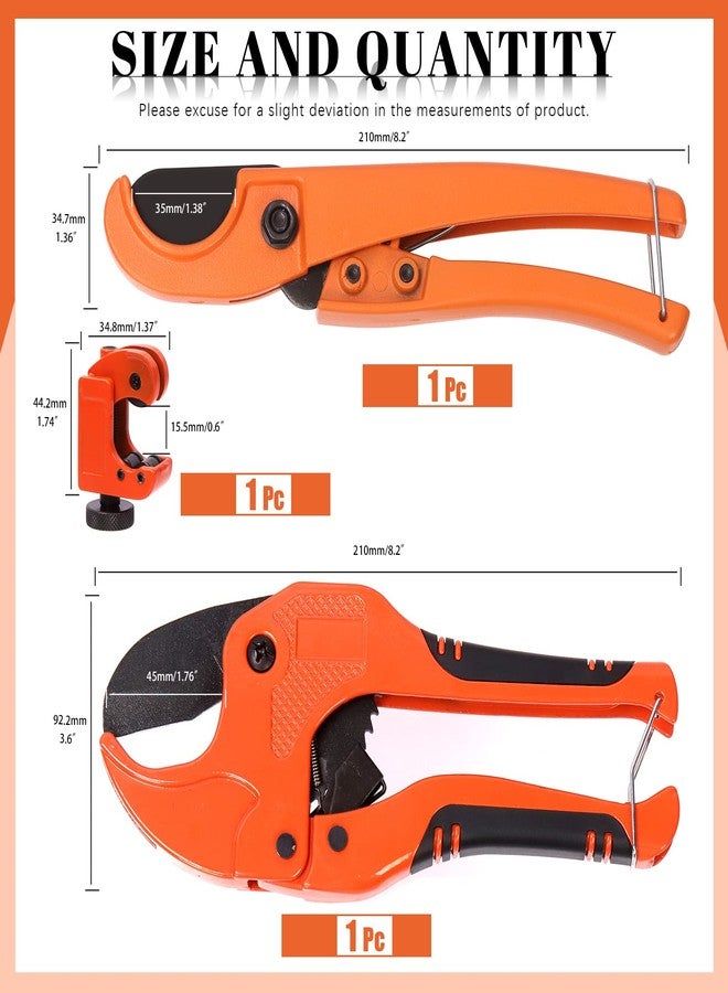 Tanstic 3Pcs Ratchet PVC Pipe Cutter Tool and PEX Straight Cut Pipe Cutter with Mini Tube Cutter, Ratchet-type Pipe Cutter One-hand Fast Pipe Cutting Tool PEX Tube Cutters for Pipe Cutting - Image 2