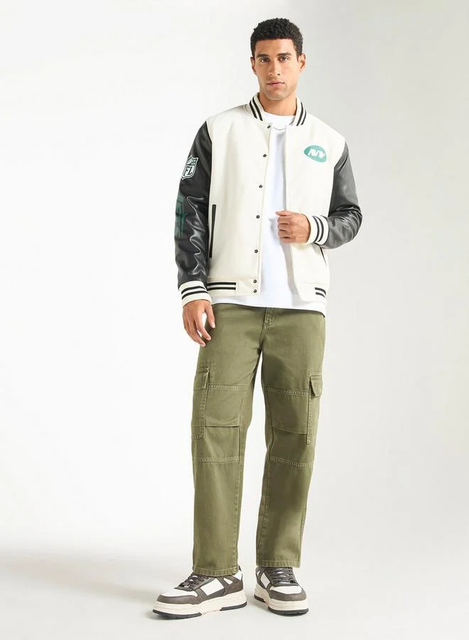 Splash FAV Varsity Print Button Through Jacket with Pockets