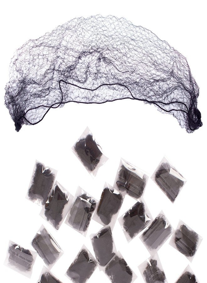 Askuang 50PCS Hair Net 20 Inches Invisible Elastic Edge Mesh Hair Nets for Ballet Bun, Women Sleeping, Food Service, Short Wig Package,Individual Packing Hairnet 50cm (Black) - Image 2