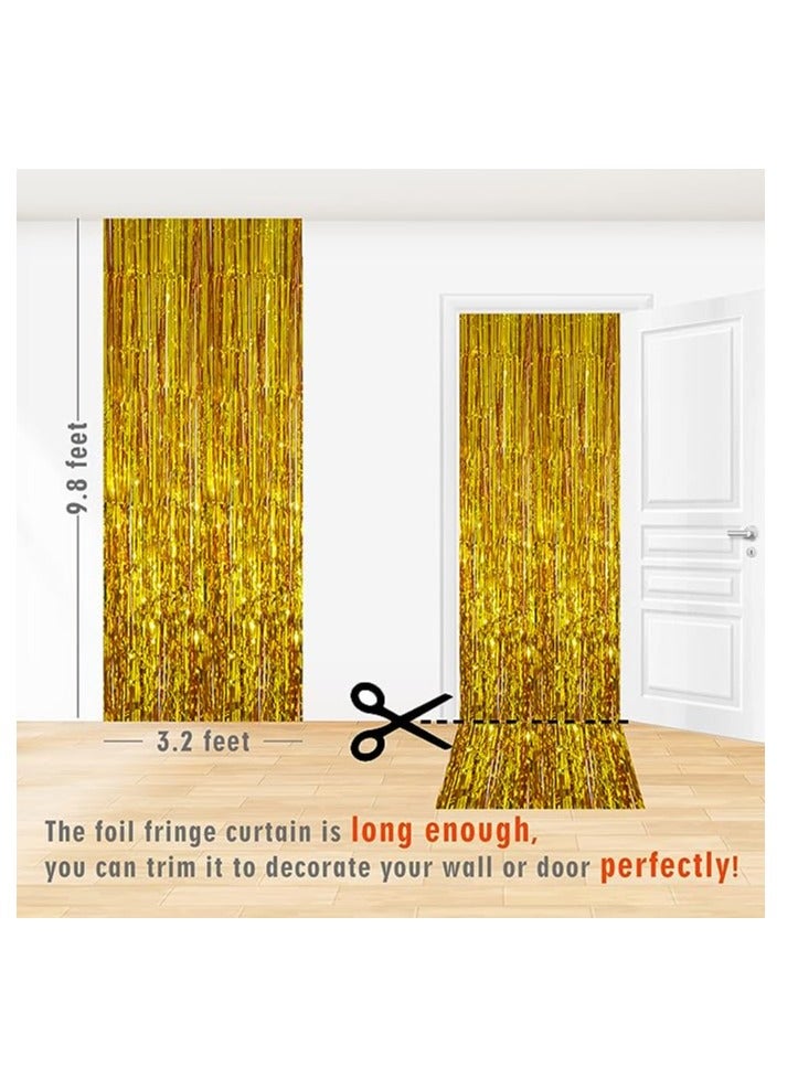 Party 2 Pack Gold Metallic Foil Tassel Curtains for Party Photo Background Wedding Decoration (Single Piece Size: 100cmX200CM) - Image 4