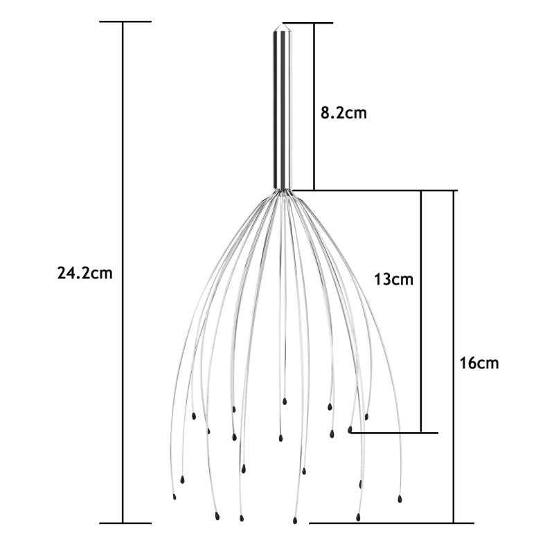 Head Massage Claw: 20 Asymmetrical Split Fingers - Stainless Steel Durable Design, Back Scratcher for Home, Travel, Office, Adults, Children and Pets - Image 5