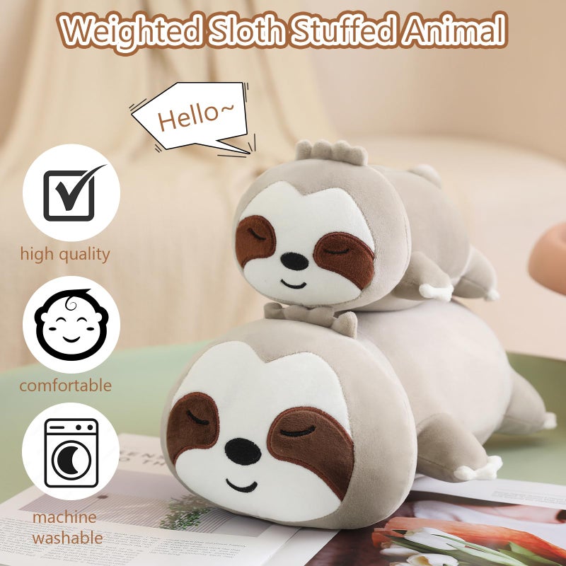SQEQE Weighted Sloth Plush  Weighted Sloth Stuffed Animal for Anxiety  Cute Sloth Plushies Sloth Pillow Toy Gift for Kids Adults Brown 23.6 Inch  3.1 lbs - Image 2