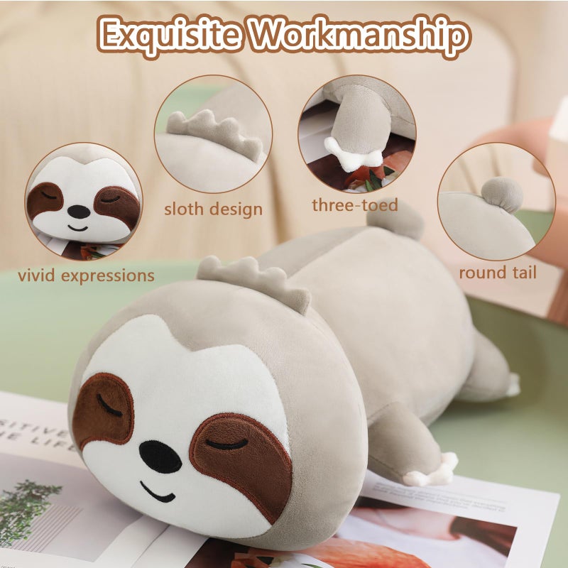 SQEQE Weighted Sloth Plush  Weighted Sloth Stuffed Animal for Anxiety  Cute Sloth Plushies Sloth Pillow Toy Gift for Kids Adults Brown 23.6 Inch  3.1 lbs - Image 3