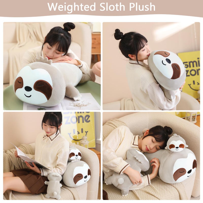 SQEQE Weighted Sloth Plush  Weighted Sloth Stuffed Animal for Anxiety  Cute Sloth Plushies Sloth Pillow Toy Gift for Kids Adults Brown 23.6 Inch  3.1 lbs - Image 4