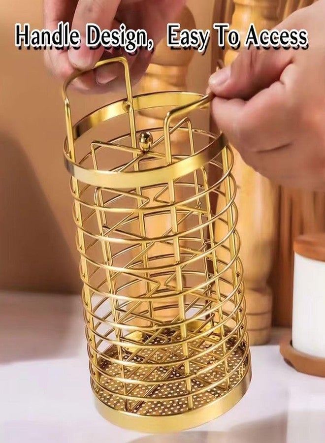 Fachoige Utensil Holder，Stainless Steel Kitchen Utensil Holder for Countertop，360° Rotating Utensil Crock with 4 Compartments， 6.5" Large Utensil Organizer for Spoon，Straw，Pen，Make Up Brush，Toiletries - Image 5