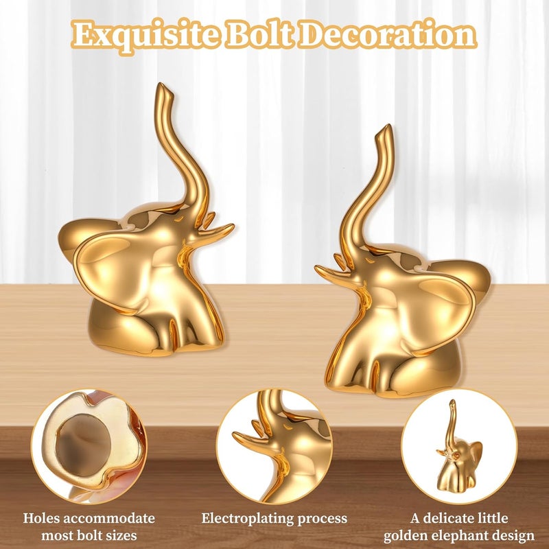 Sploziia 2Pcs Toilet Bolt Covers Decorative Gold Ceramic Toilet Caps Decorative Bottom Screw Covers Shape of Elephant Cute Animals for Home Bathroom Decor Easy Installation - Image 5