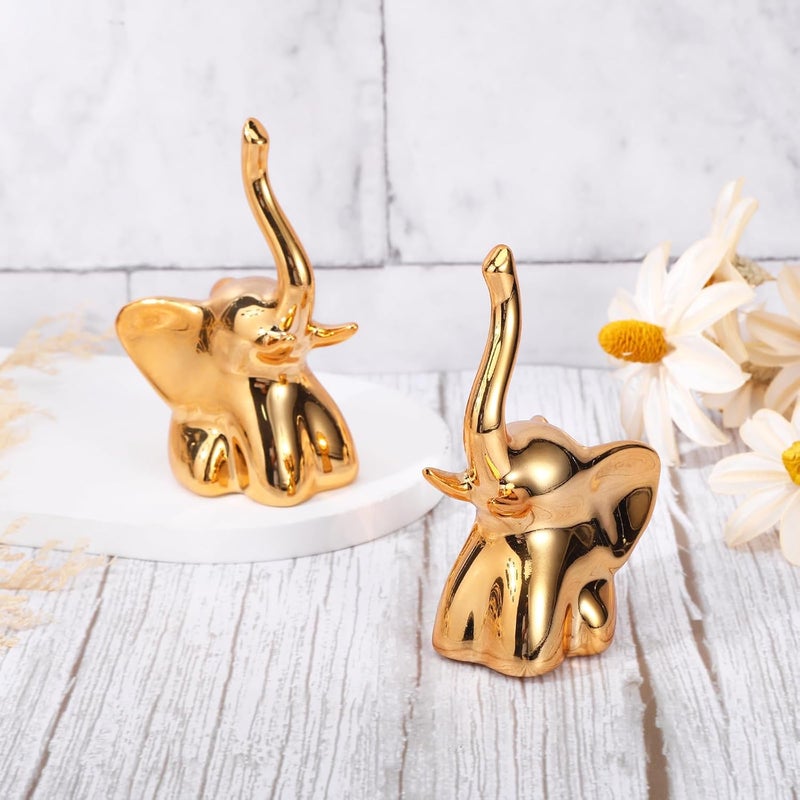 Sploziia 2Pcs Toilet Bolt Covers Decorative Gold Ceramic Toilet Caps Decorative Bottom Screw Covers Shape of Elephant Cute Animals for Home Bathroom Decor Easy Installation - Image 4