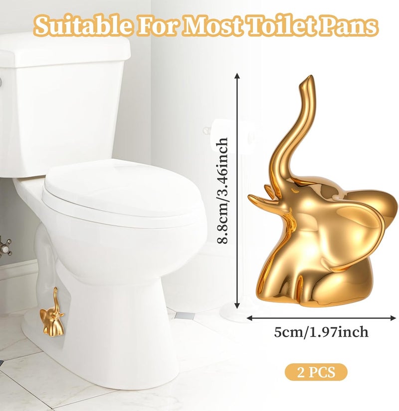 Sploziia 2Pcs Toilet Bolt Covers Decorative Gold Ceramic Toilet Caps Decorative Bottom Screw Covers Shape of Elephant Cute Animals for Home Bathroom Decor Easy Installation - Image 2